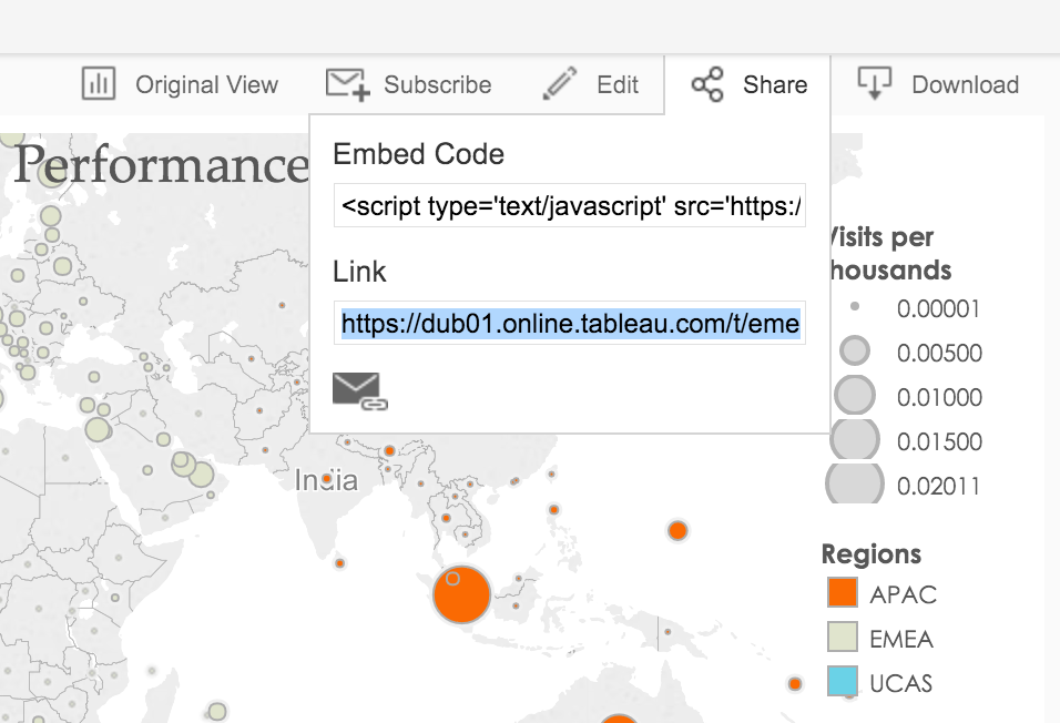 Sharing Options in Tableau